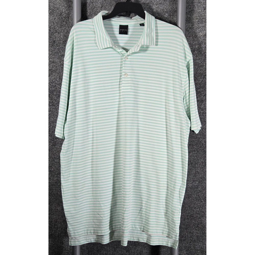 Dunning Golf Mens XXL Mint Green White Striped Short Sleeve Polo Shirt DN800640